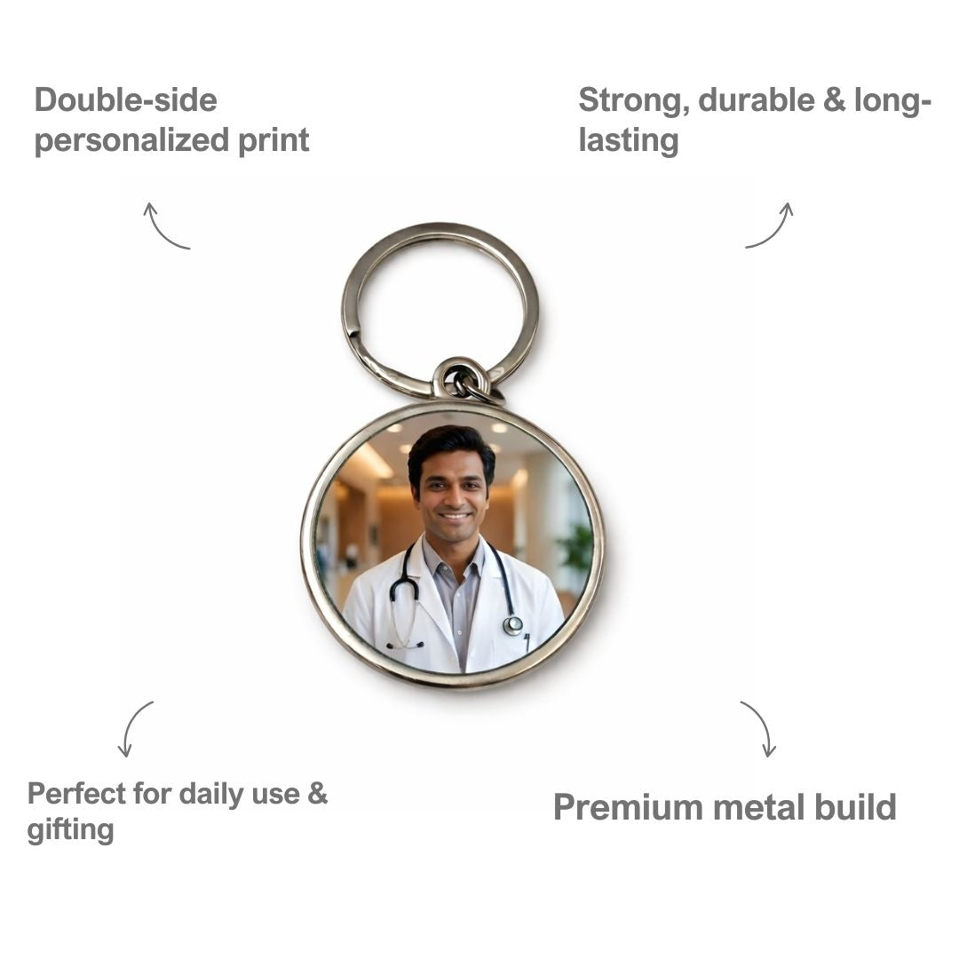 Double Photo Print Personalizedmetal keychain for Doctor