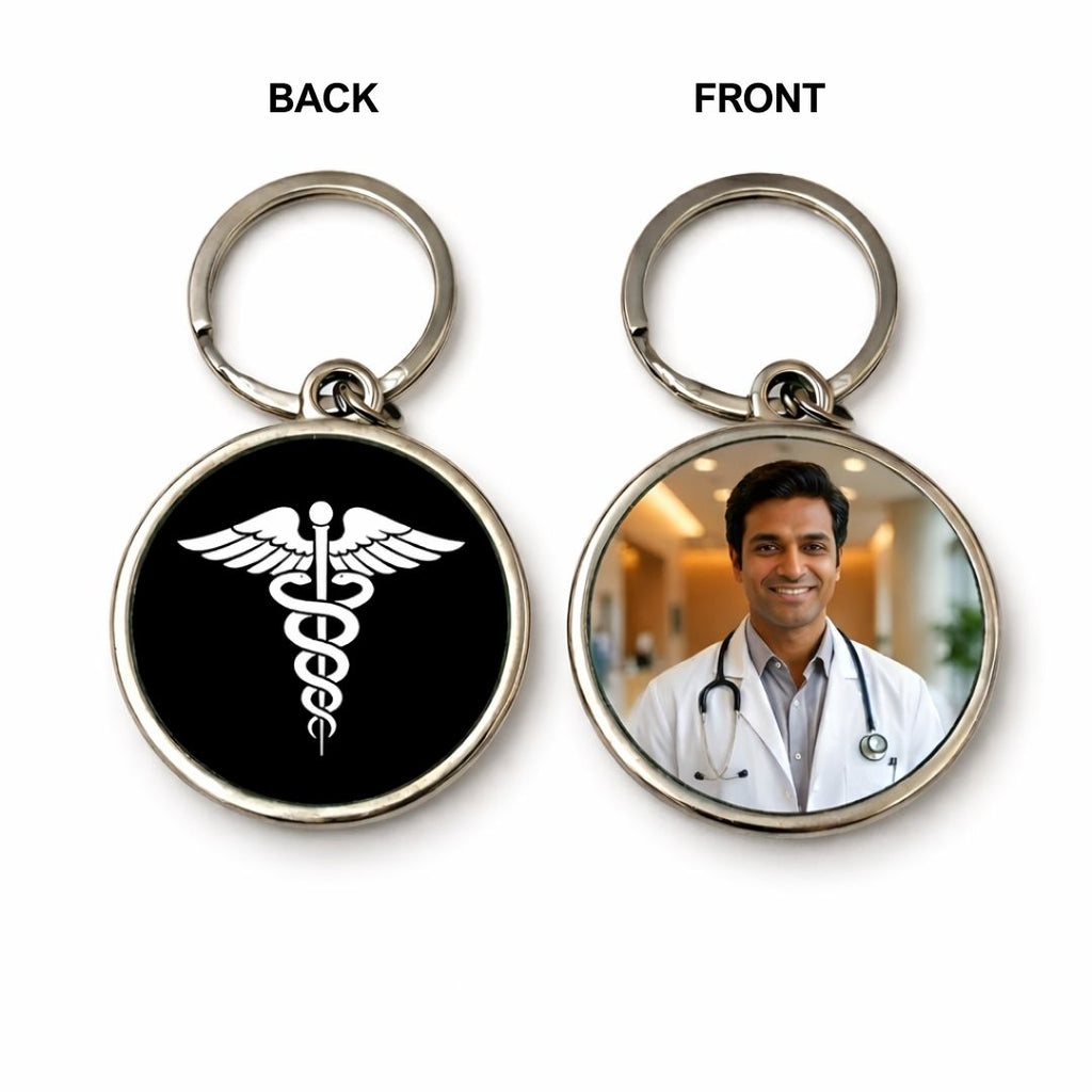 Double Photo Print Personalizedmetal keychain for Doctor