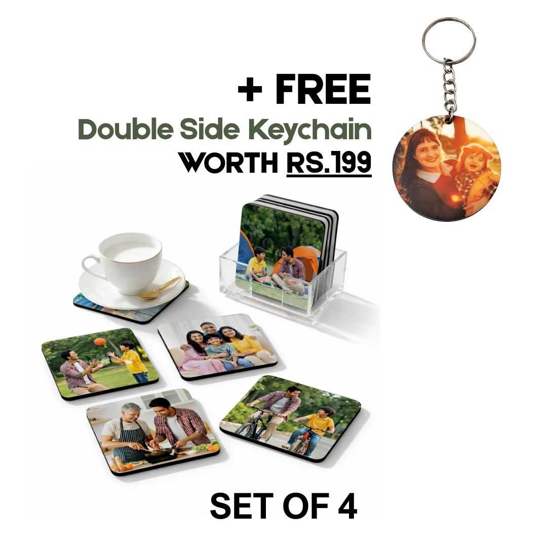 Personalized Set of 4 Tea coaster for Dad