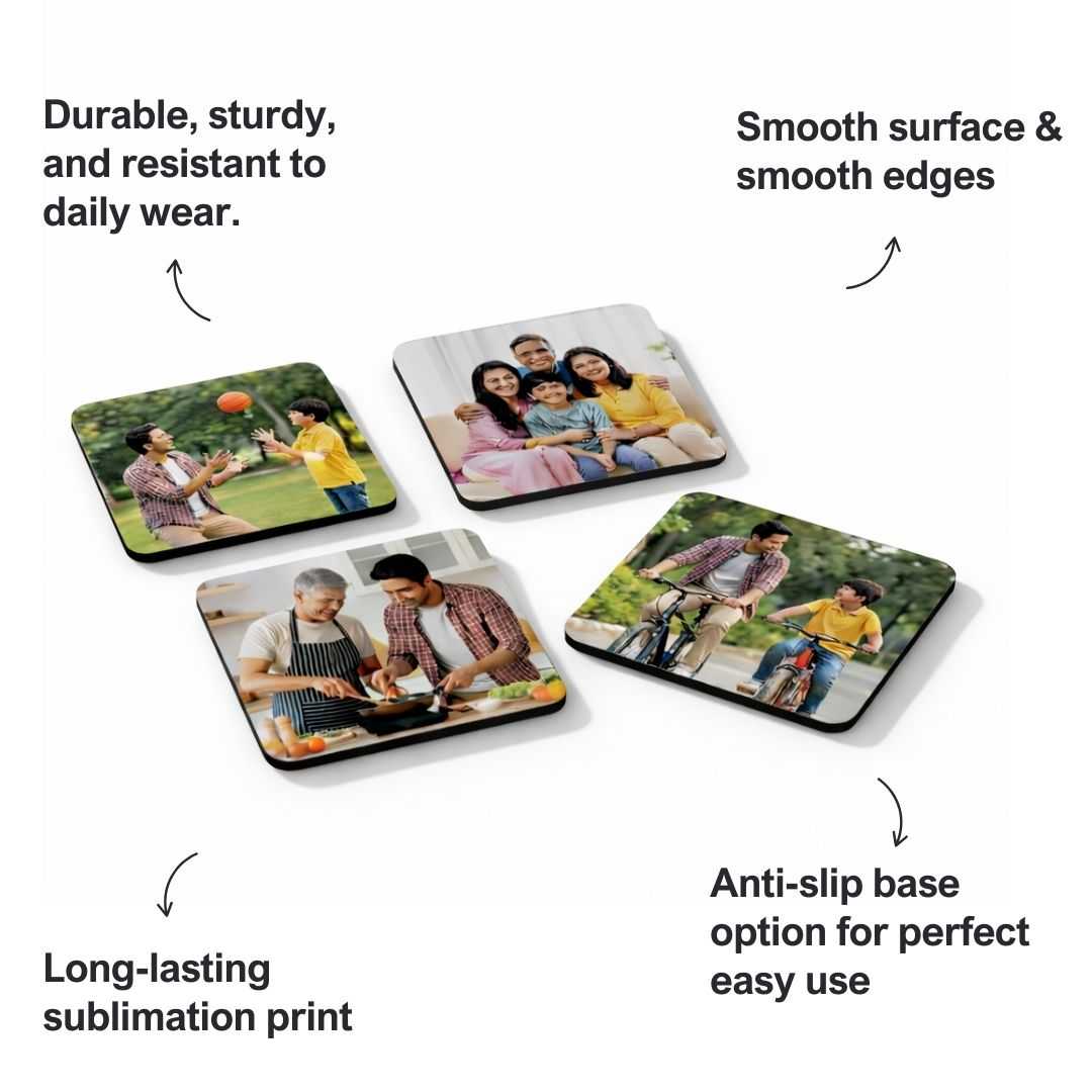 Personalized Set of 4 Tea coaster for Dad