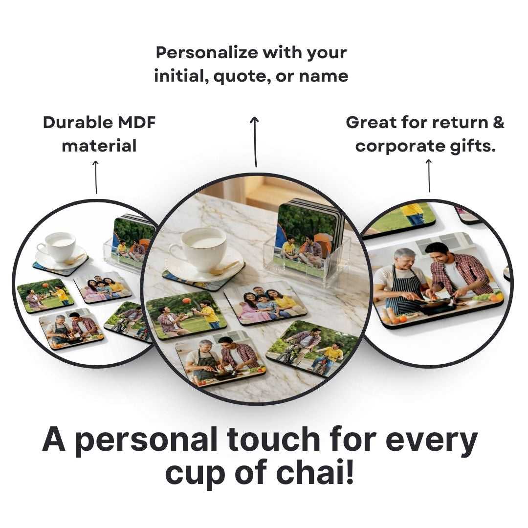 Personalized Set of 4 Tea coaster for Dad