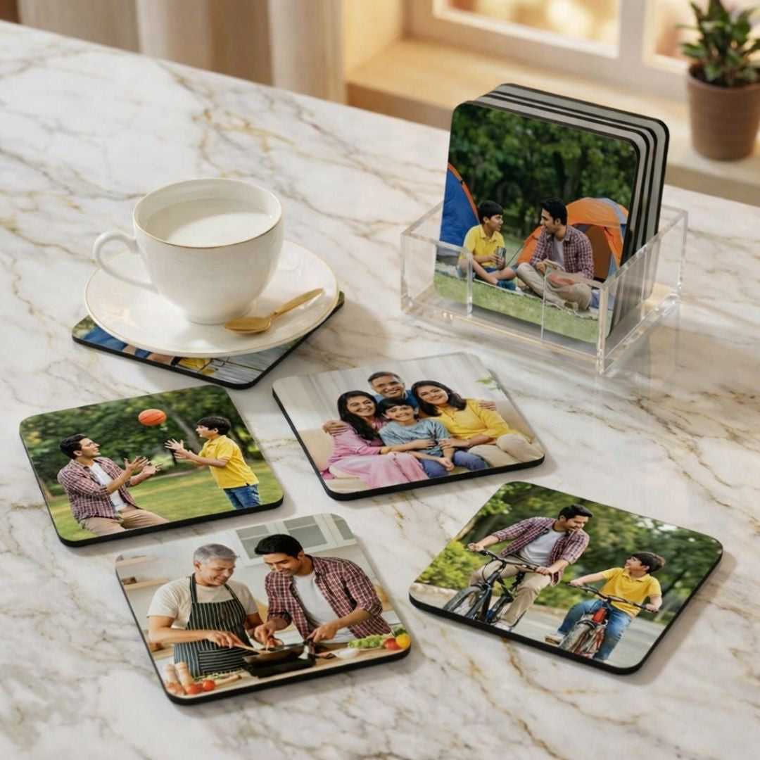Personalized Set of 4 Tea coaster for Dad
