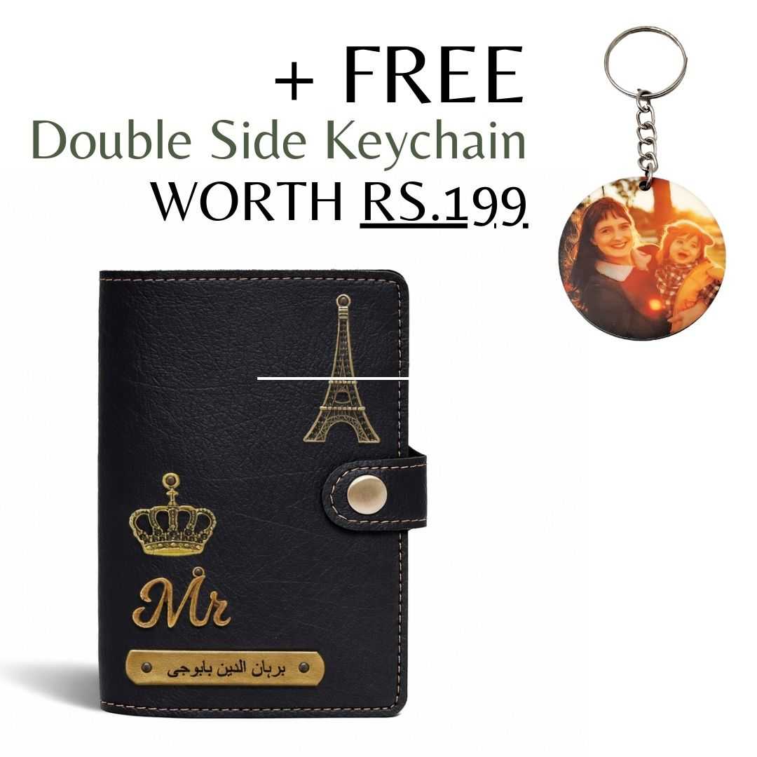 Personalized Button Passport Cover - Black