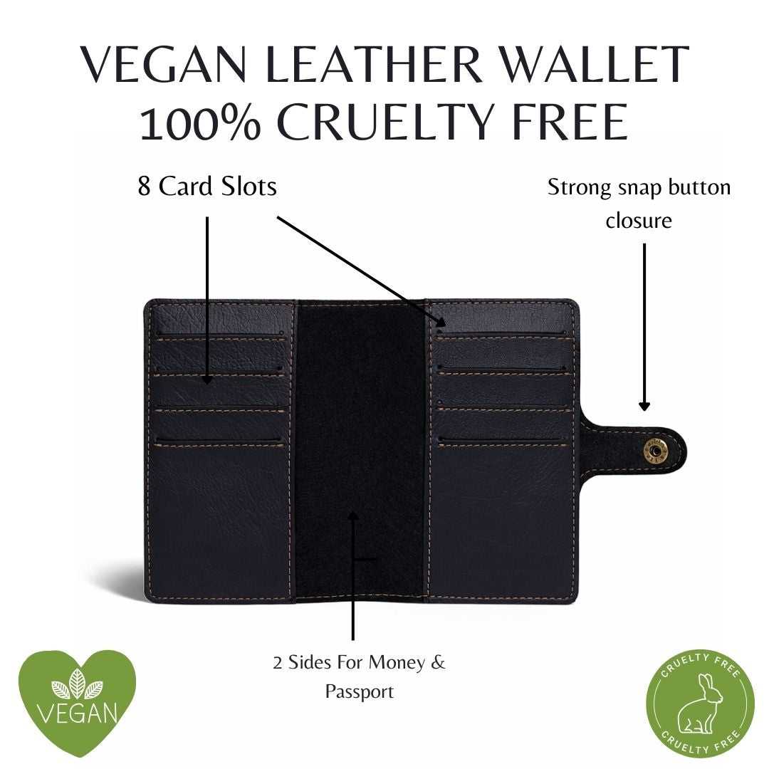 Personalized Button Passport Cover - Black