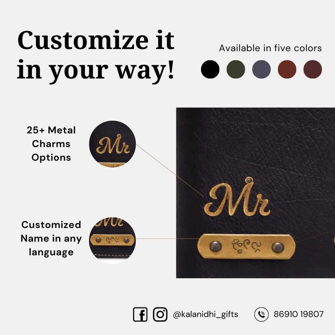 Personalized Chain Wallet with Name & Charm - Black