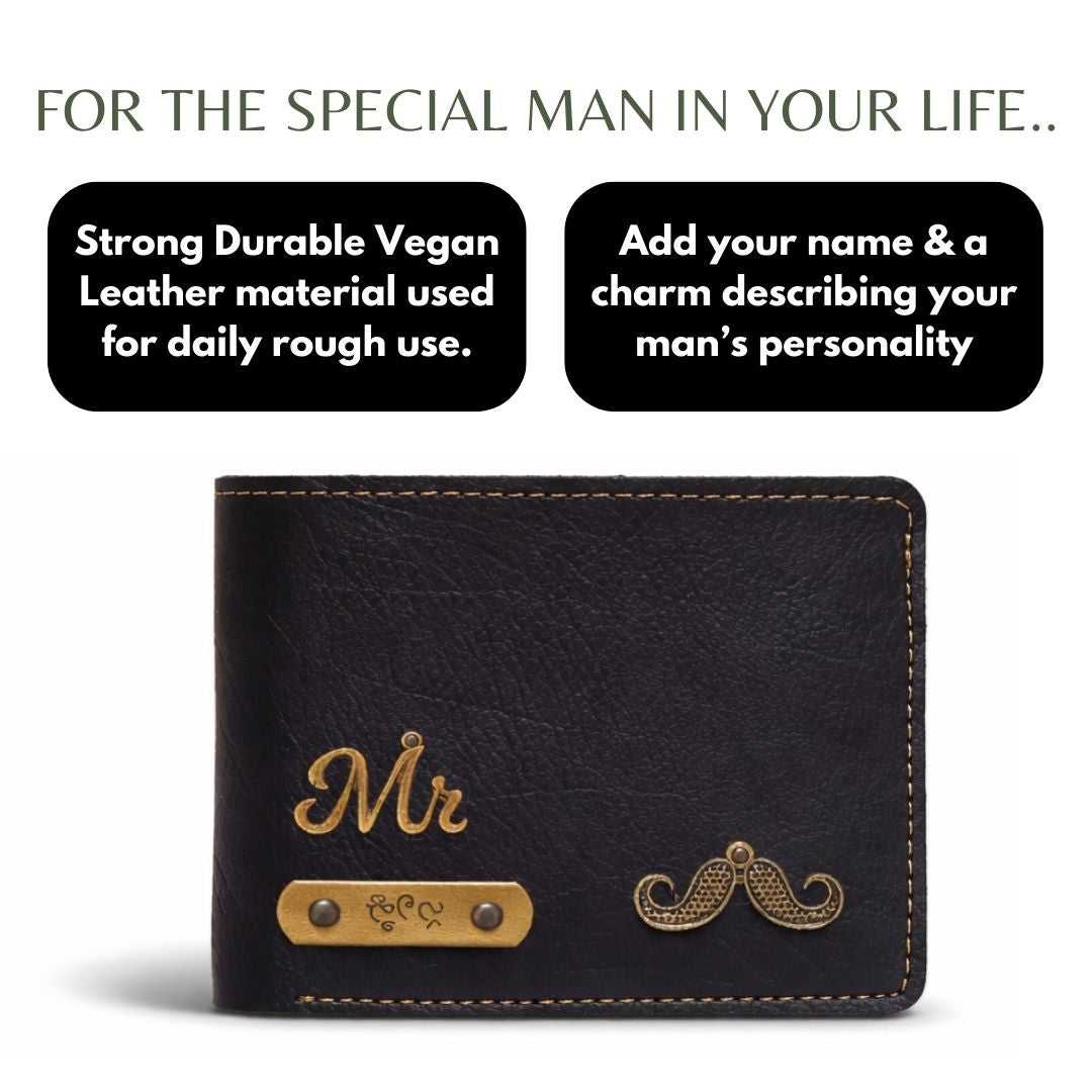 Personalized Wallet for Men with Name - Black