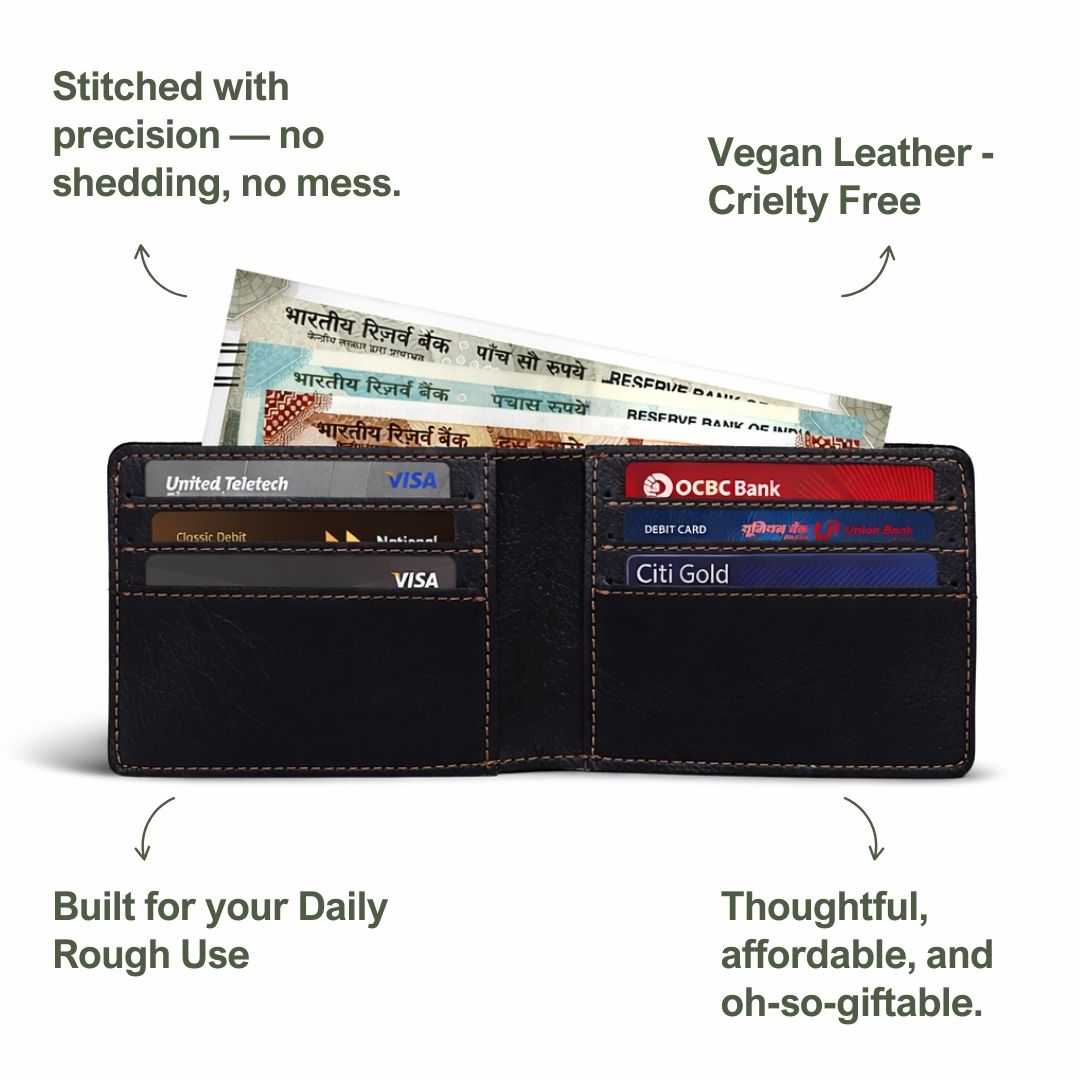 Personalized Wallet for Men with Name - Black