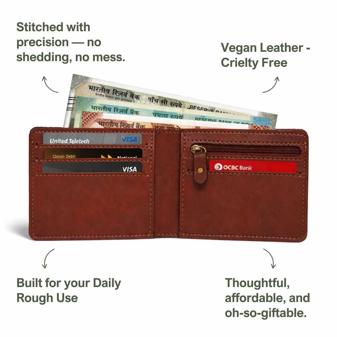 Personalized Chain Wallet with Name & Charm - Brown