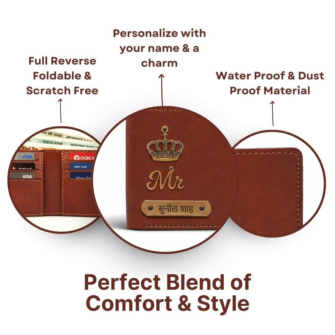 Personalized Brown Wallet with Name for Men