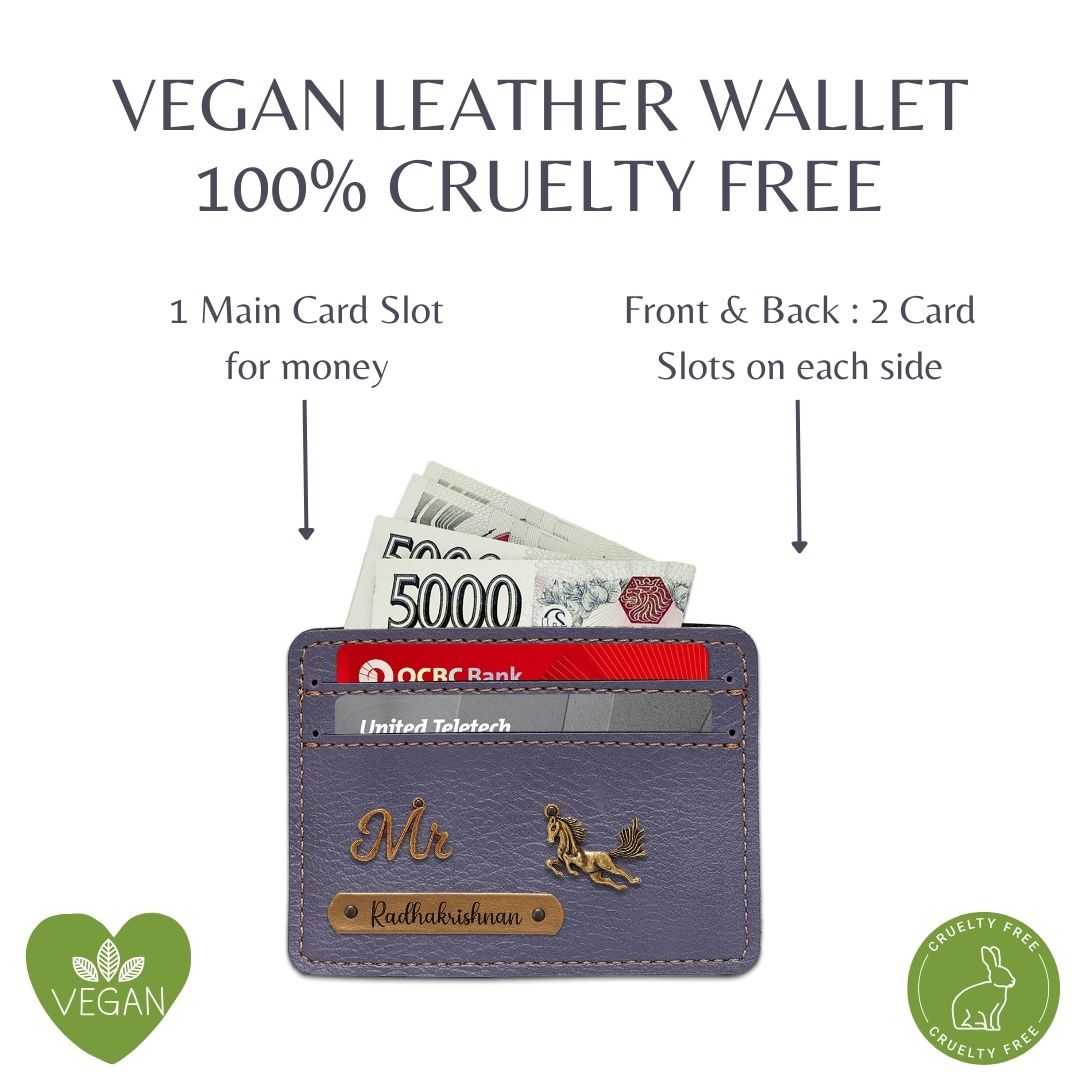 Customized Grey Card Holder with Name