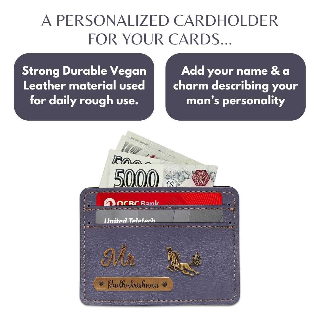 Customized Grey Card Holder with Name