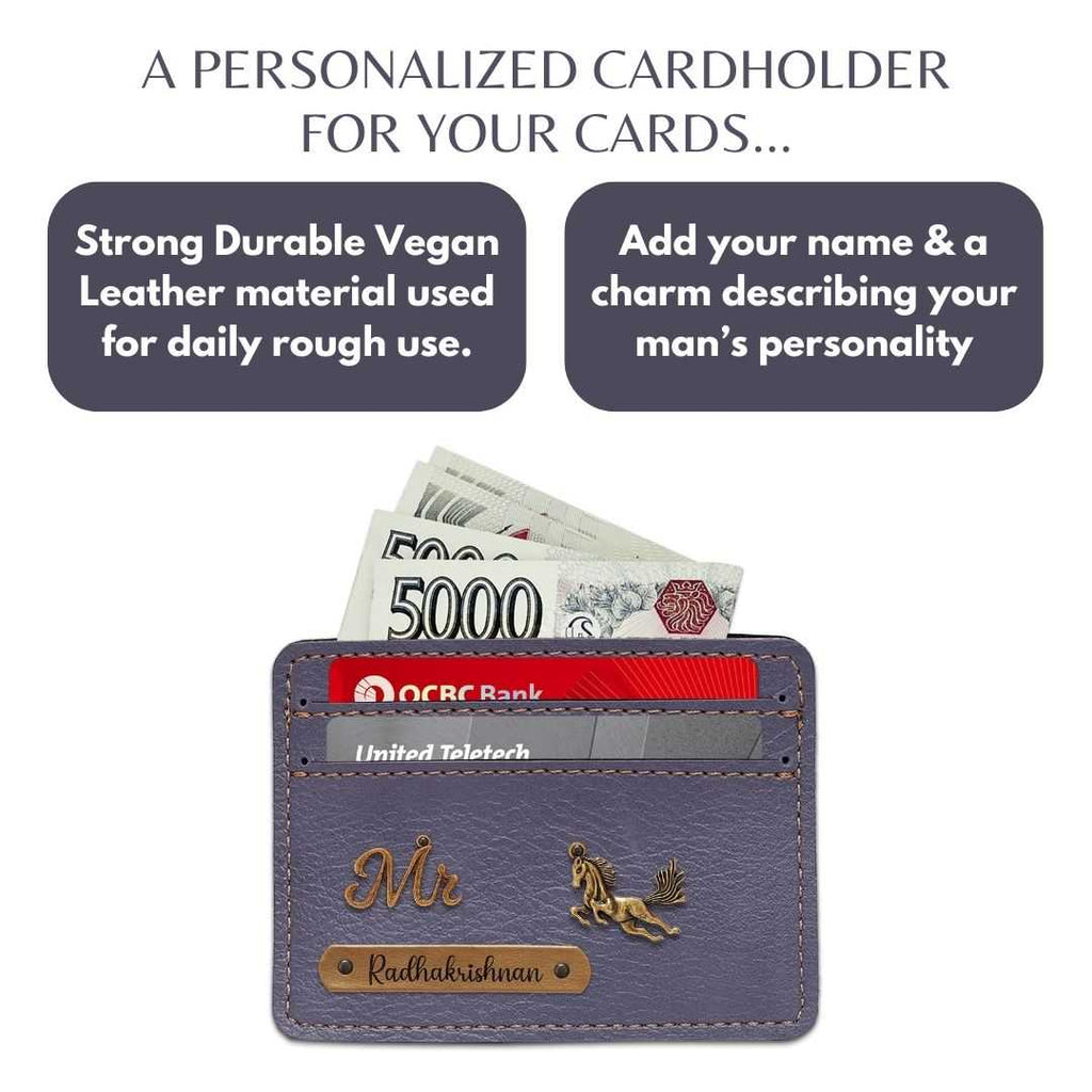 Customized Grey Card Holder with Name