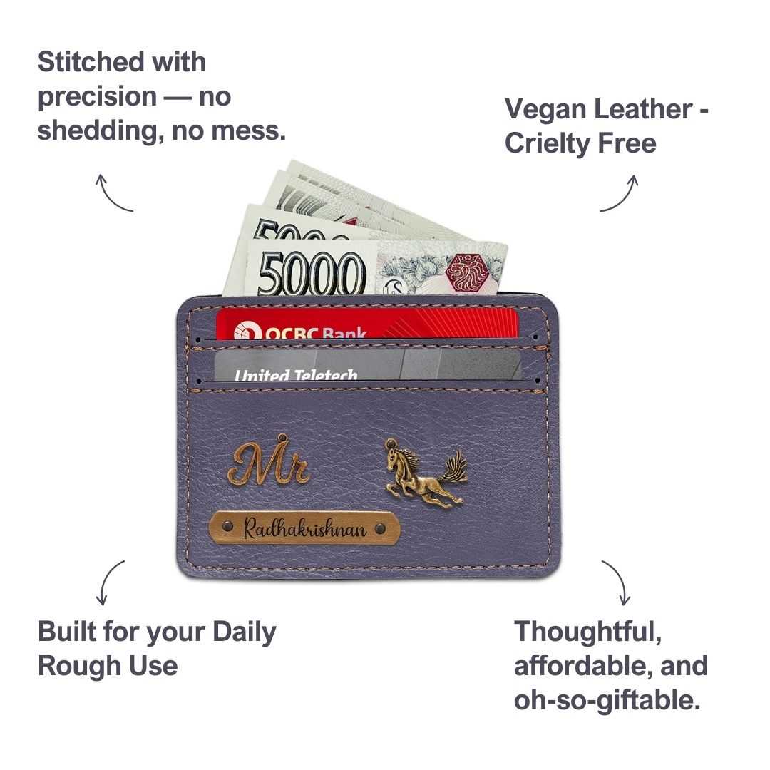 Customized Grey Card Holder with Name