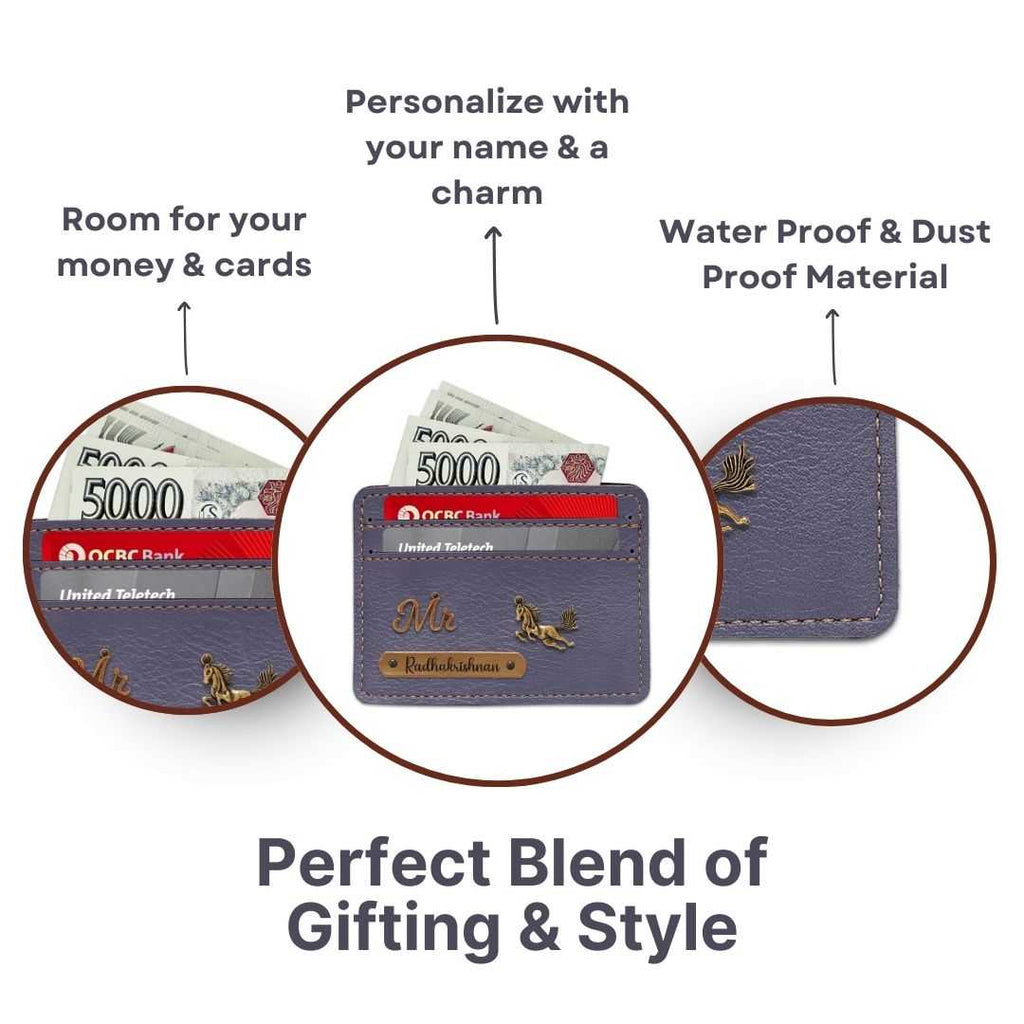 Customized Grey Card Holder with Name