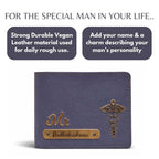 Personalized Chain Wallet with Name & Charm - Grey