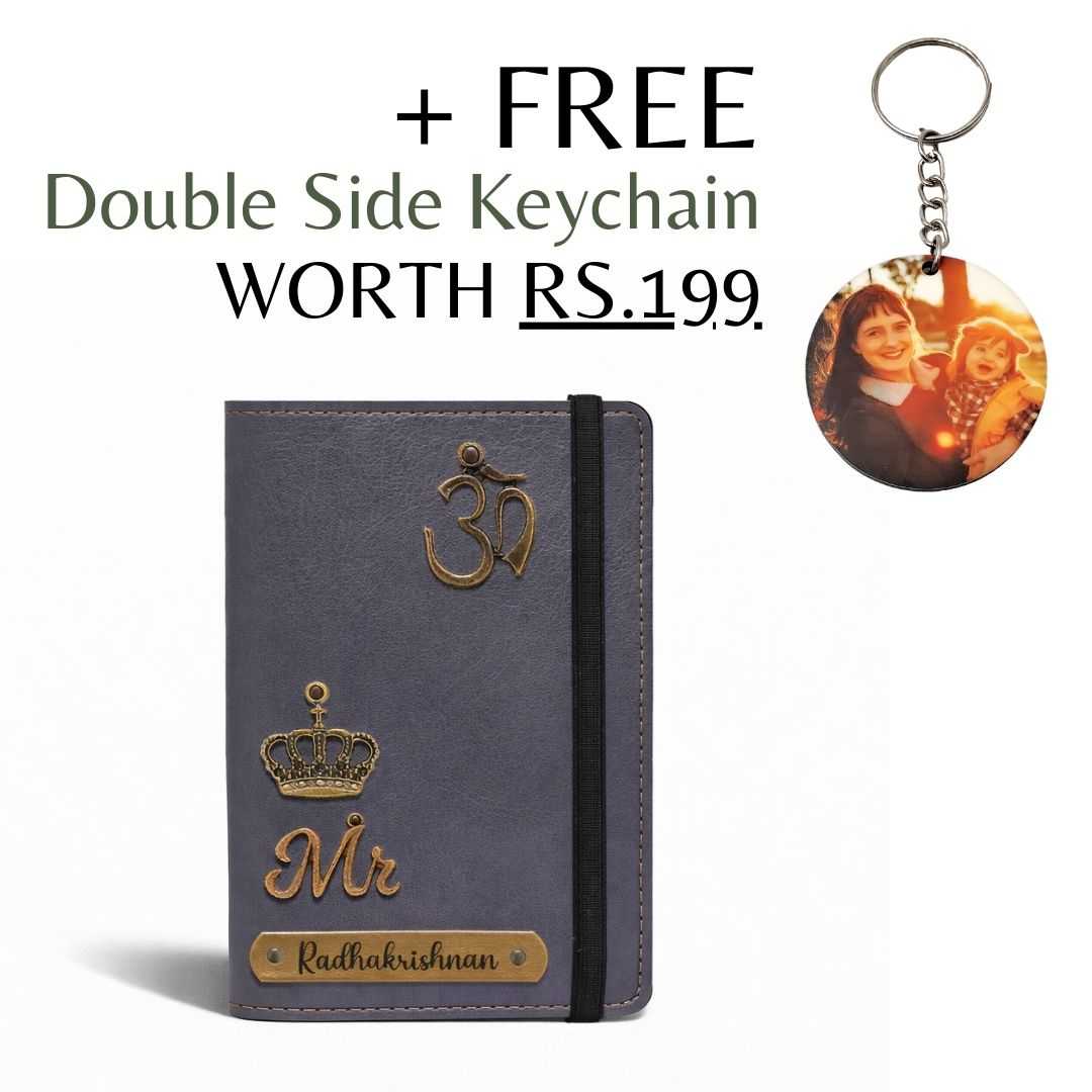 Personalized Elastic Closure Passport Cover - Grey