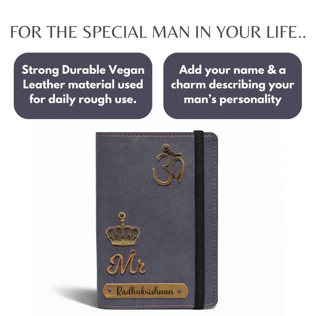 Personalized Elastic Closure Passport Cover - Grey