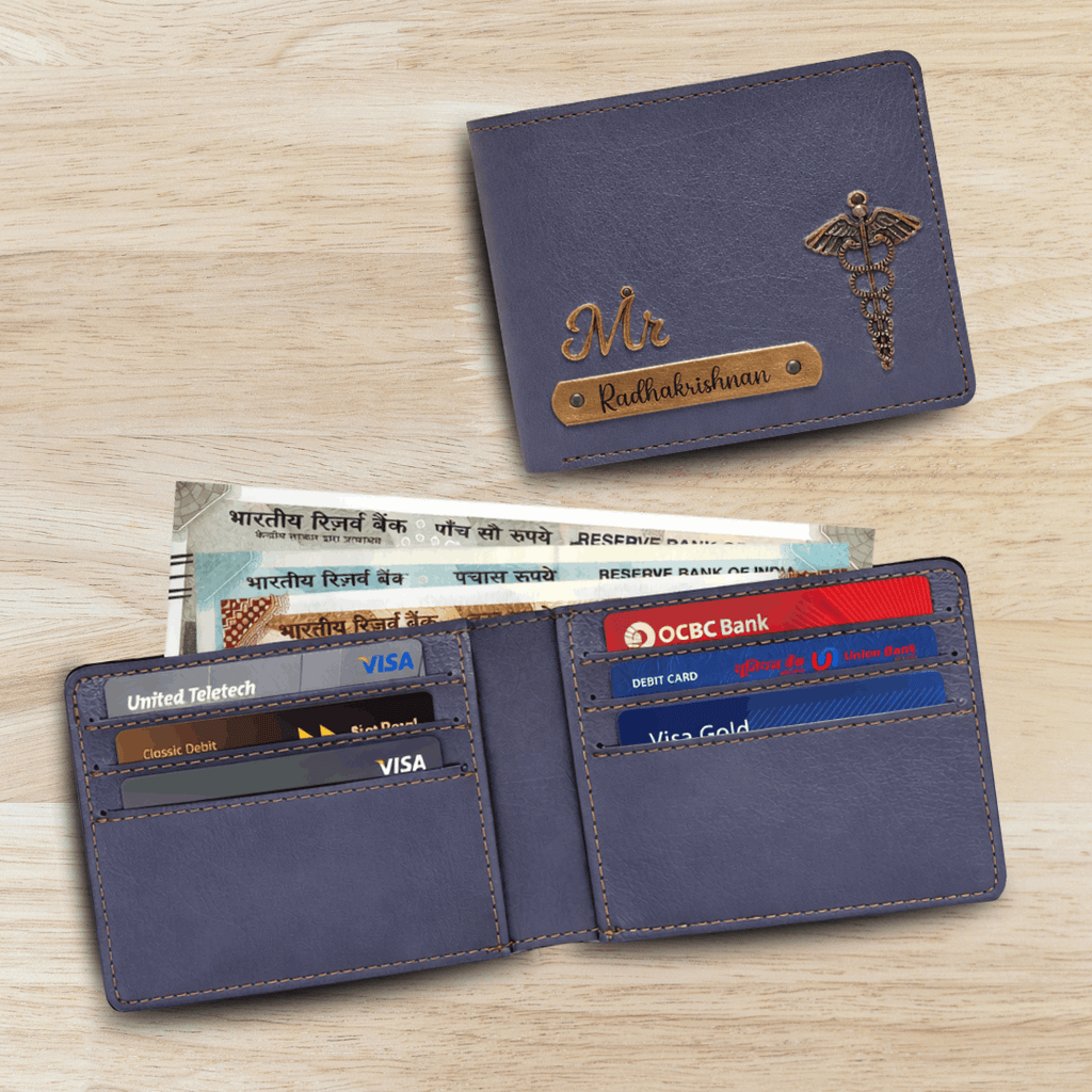 Personalized Grey Wallet with Name for Men