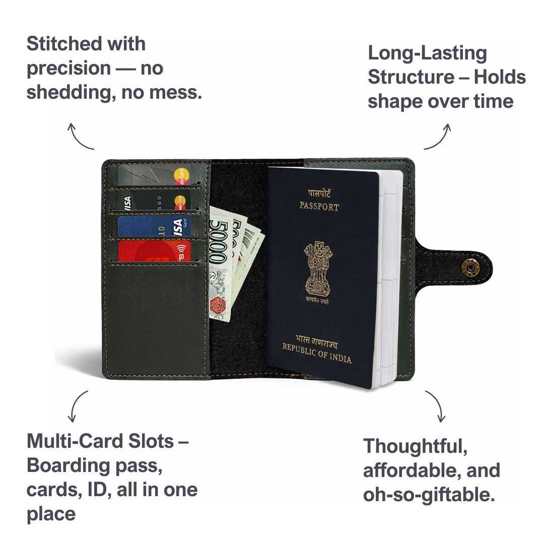 Personalized Button Passport Cover - Dark Olive Green