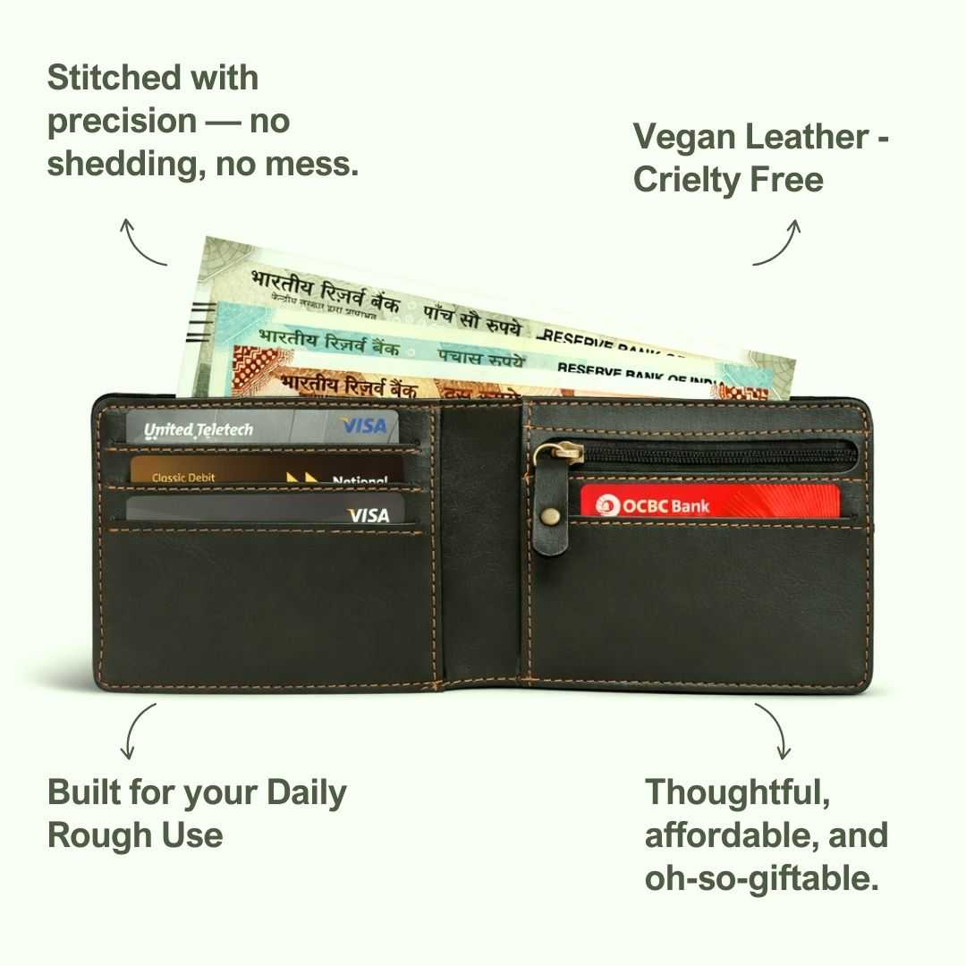 Personalized Chain Wallet with Name & Charm - Dark Olive Green