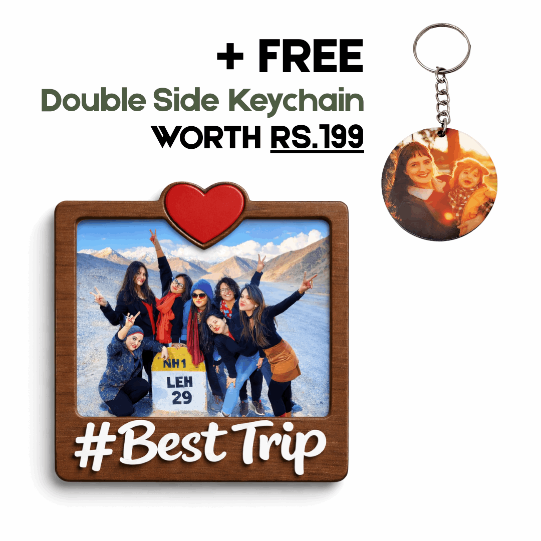 Wooden Best Trip Personalized Photo Fridge Magnet