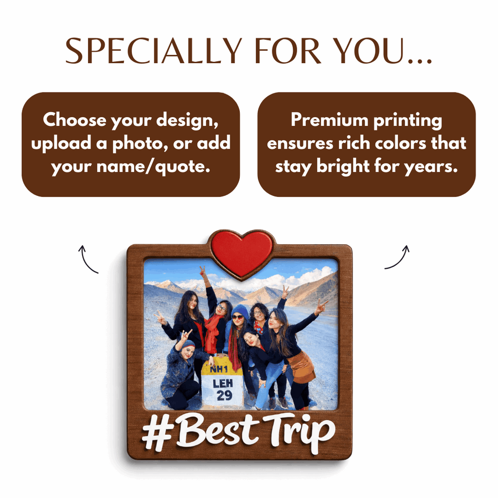 Wooden Best Trip Personalized Photo Fridge Magnet