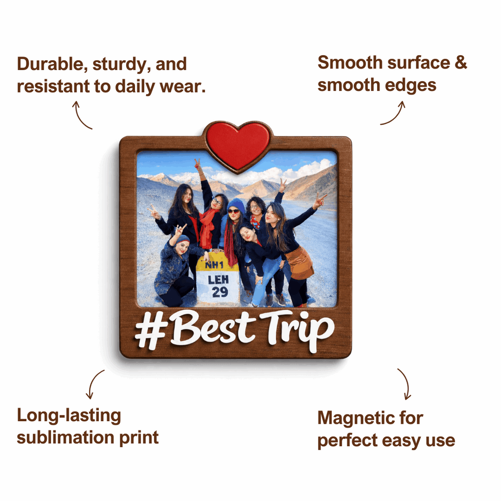Wooden Best Trip Personalized Photo Fridge Magnet