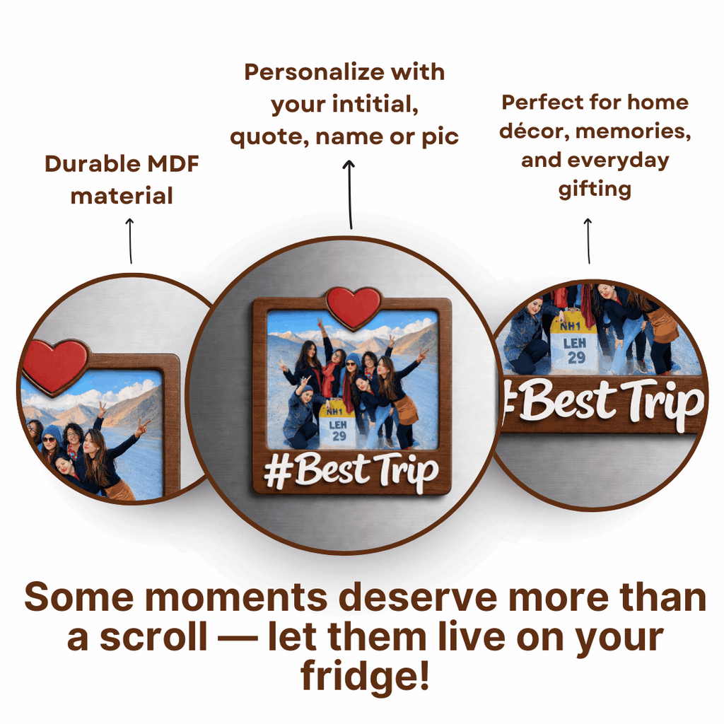 Wooden Best Trip Personalized Photo Fridge Magnet