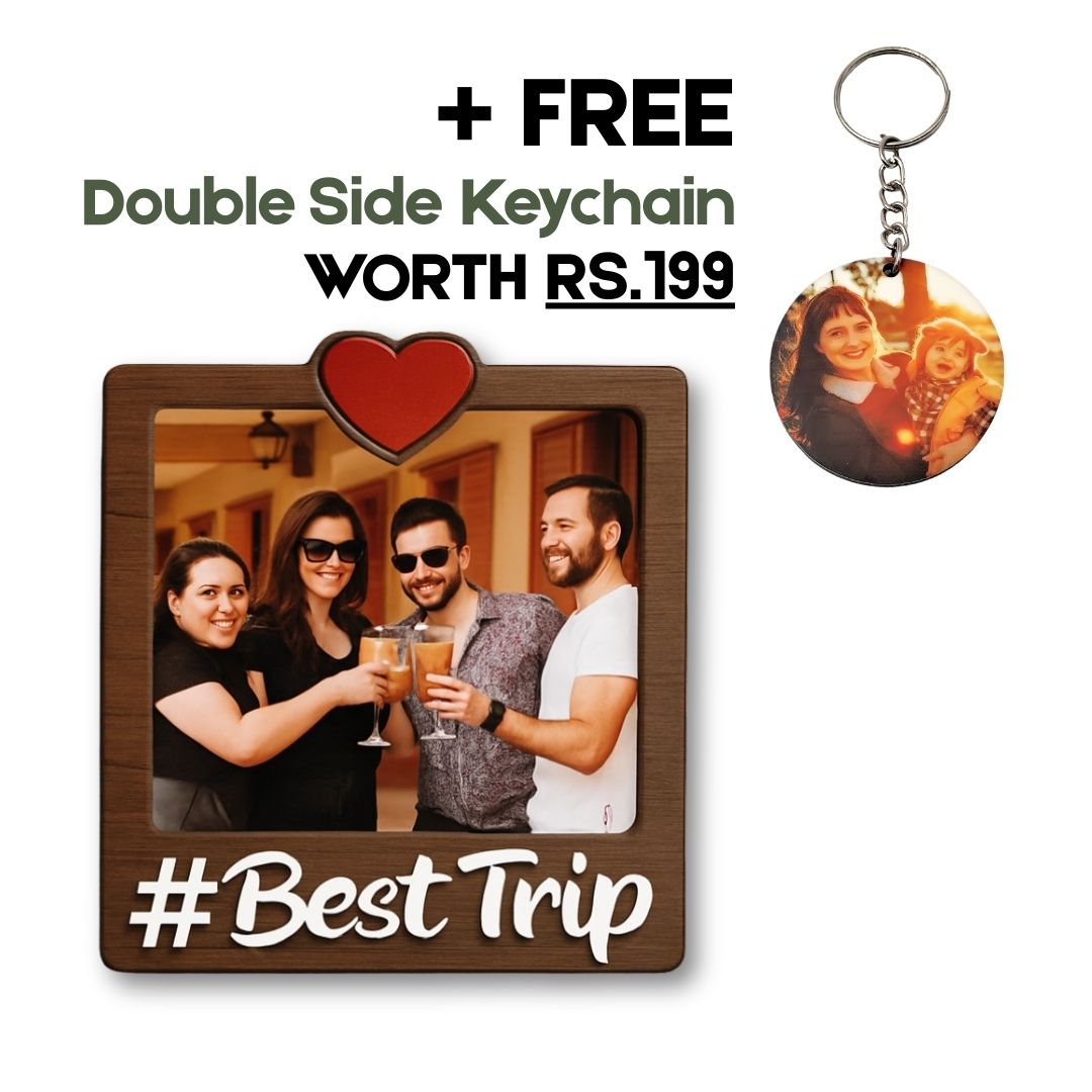 Wooden Best Trip Personalized Photo Fridge Magnet