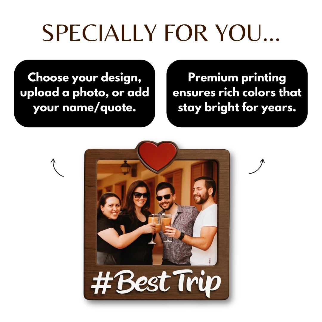 Wooden Best Trip Personalized Photo Fridge Magnet