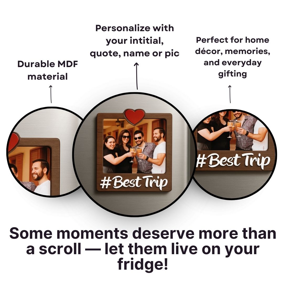 Wooden Best Trip Personalized Photo Fridge Magnet