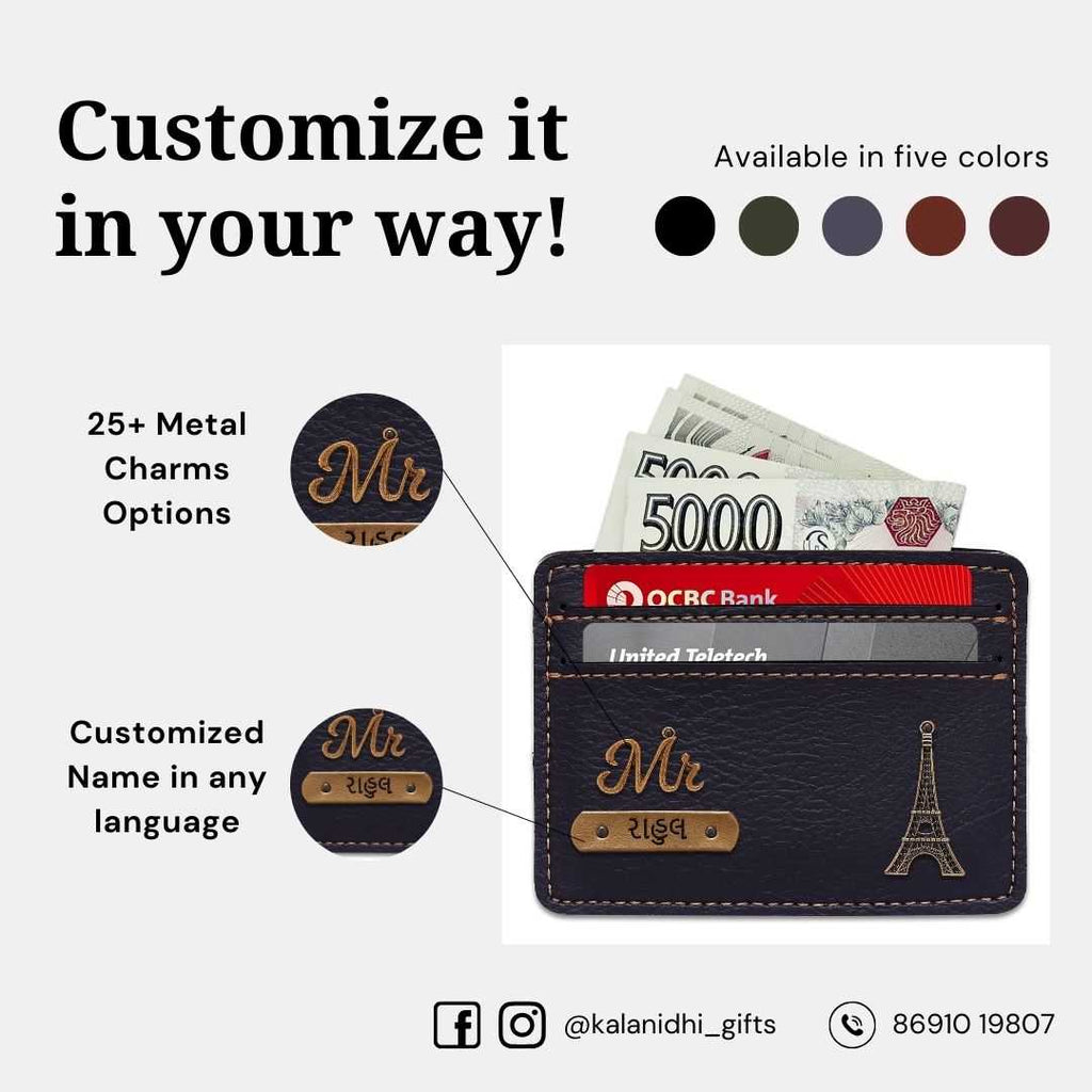 Customized Black Card Holder with Name