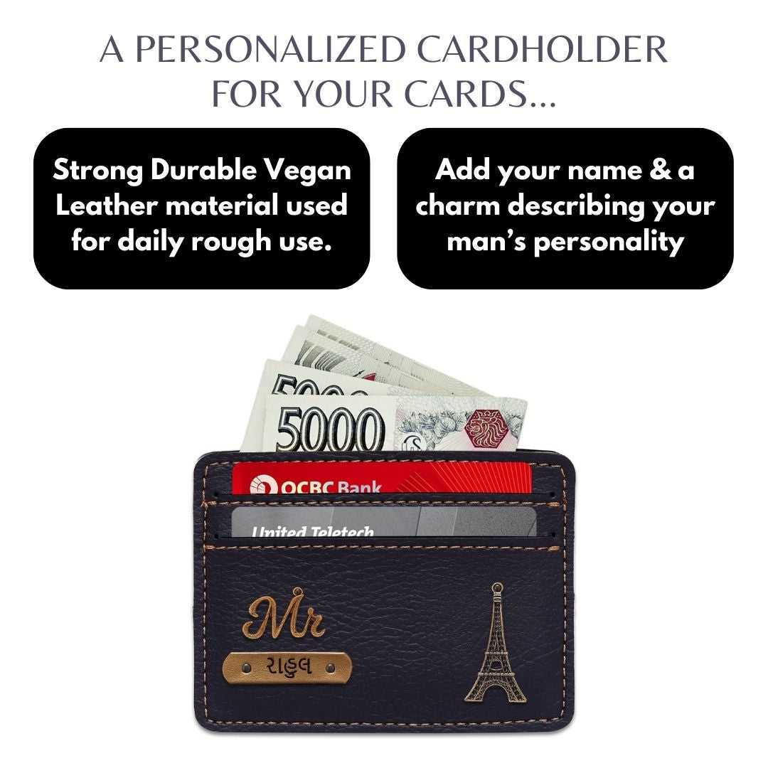 Customized Black Card Holder with Name