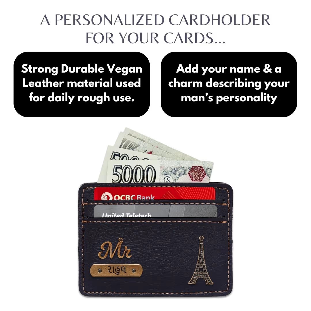 Customized Black Card Holder with Name