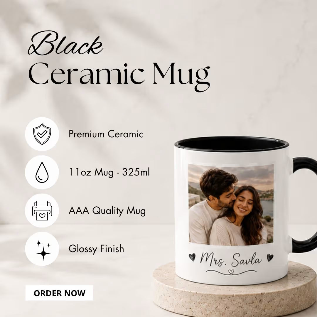 Black Ceramic Customized Photo Coffee Mug
