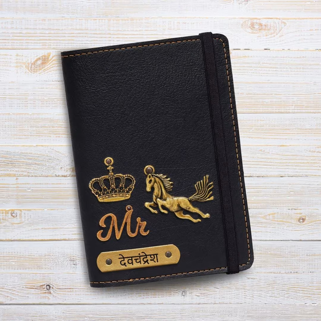 Personalized Elastic Closure Passport Cover - Black