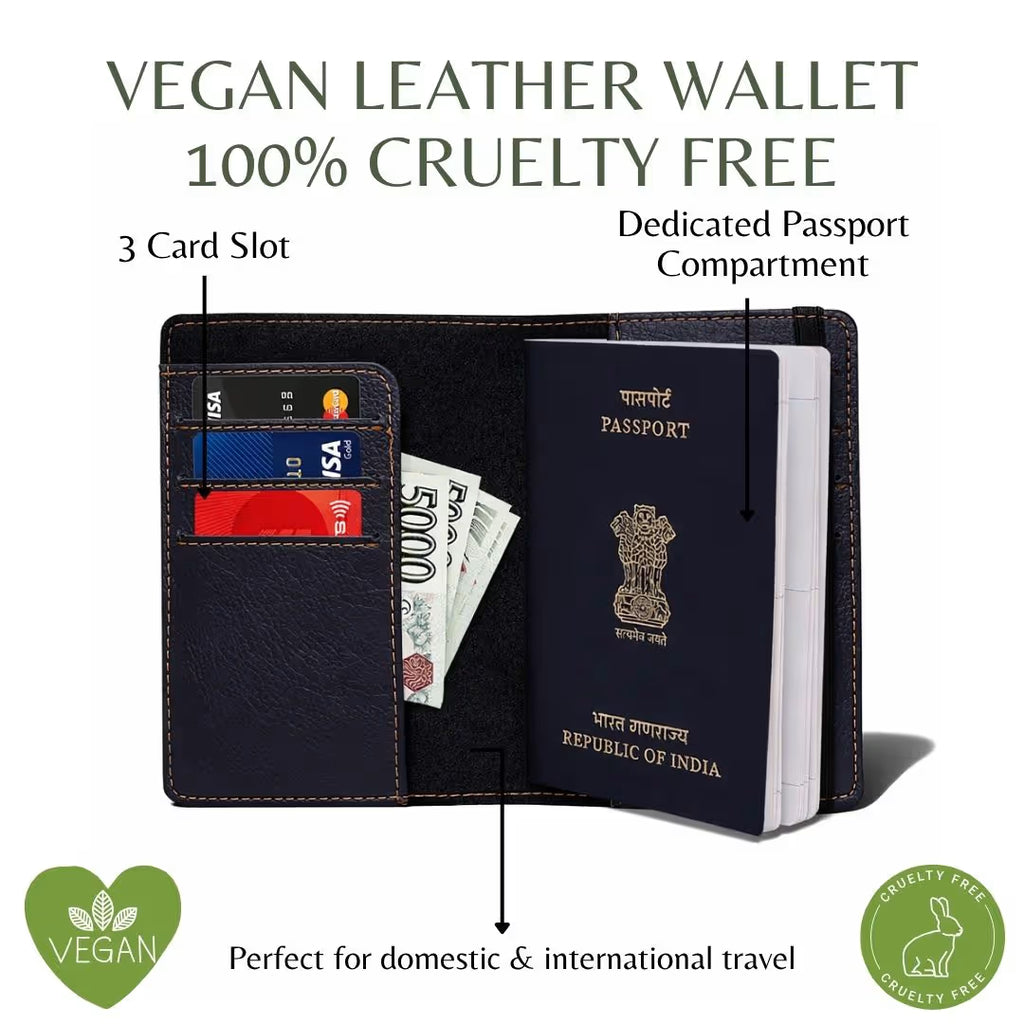 Personalized Elastic Closure Passport Cover - Black