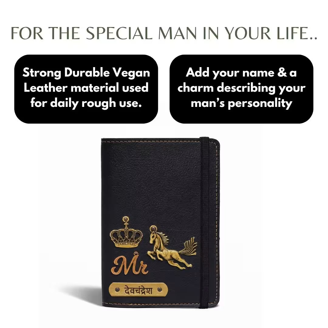 Personalized Elastic Closure Passport Cover - Black