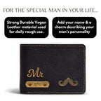 Personalized Wallet for Men with Name and Charm