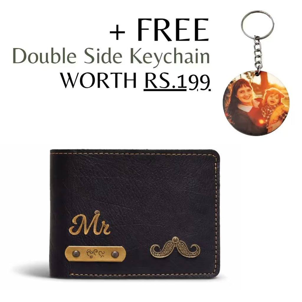 Personalized Wallet for Men with Name and Charm