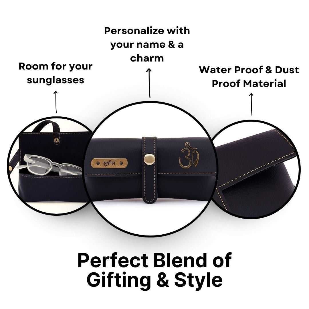 Personalized Black Sunglass Cover with Name & Charm