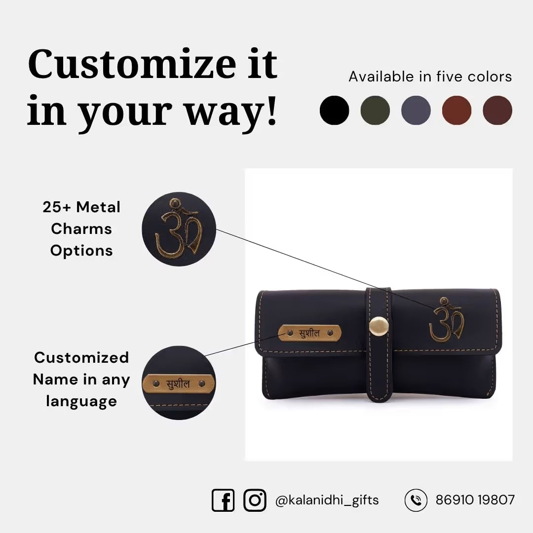 Personalized Black Sunglass Cover with Name & Charm