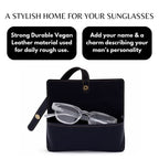 Personalized Black Sunglass Cover with Name & Charm