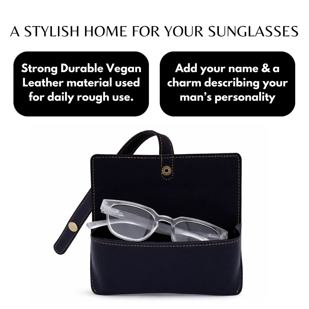 Personalized Black Sunglass Cover with Name & Charm