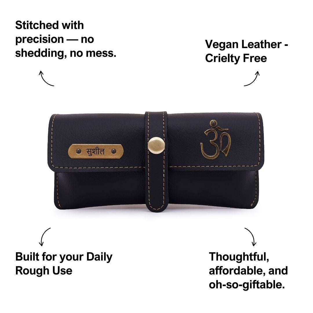 Personalized Black Sunglass Cover with Name & Charm