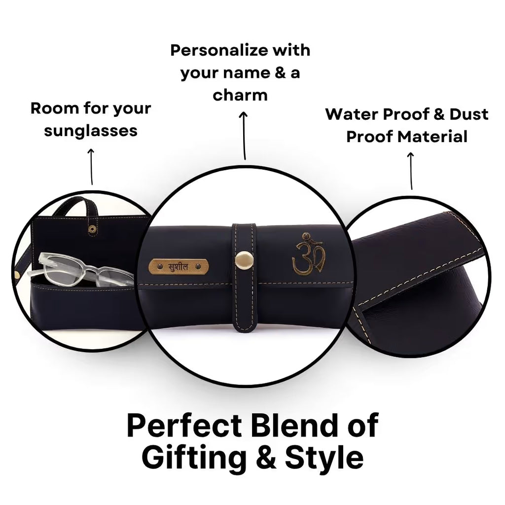 Personalized Black Sunglass Cover with Name & Charm