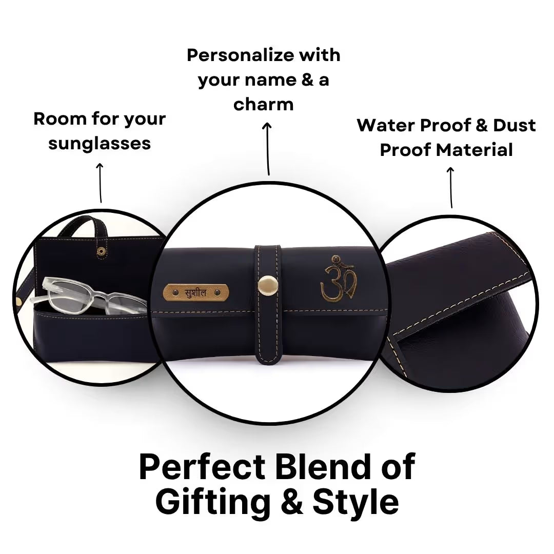 Personalized Black Sunglass Cover with Name & Charm