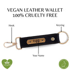 Black Vegan Leather Keychain with name