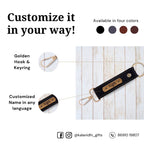 Black Vegan Leather Keychain with name
