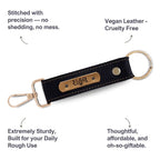 Black Vegan Leather Keychain with name